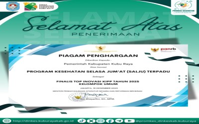 Piagam Penghargaan Finalis Top Inovasi Bidang Kesehatan Tahun 2025